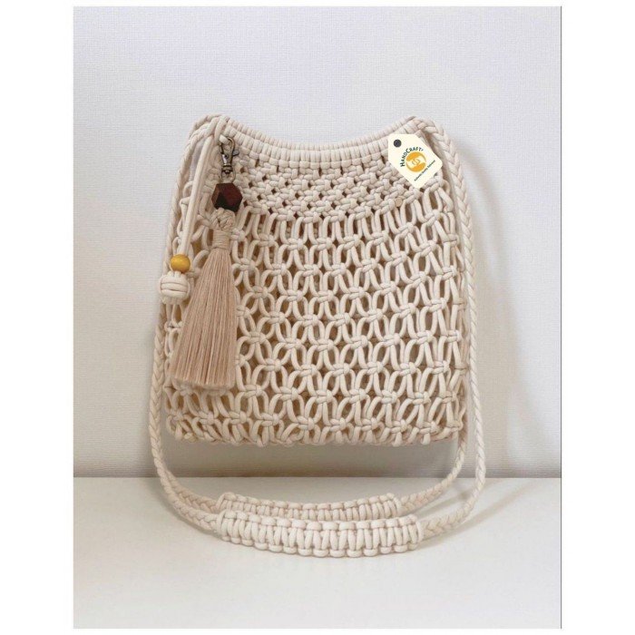 Colorful Cotton Hand Knitted Sling Handbag for Women | Aticue Decor