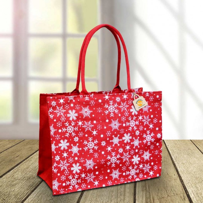 Beige - Hand Block Printed Jute Shoulder Bag