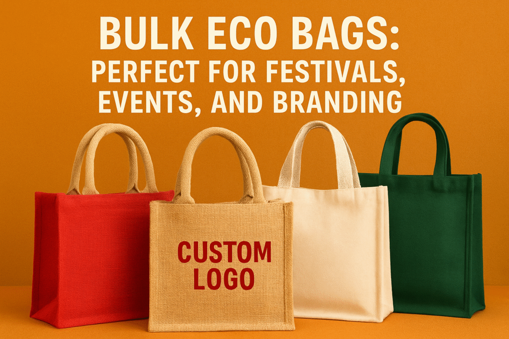 Bulk eco-friendly jute and cotton bags for festivals, events, and corporate branding