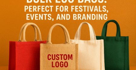 Bulk eco-friendly jute and cotton bags for festivals, events, and corporate branding