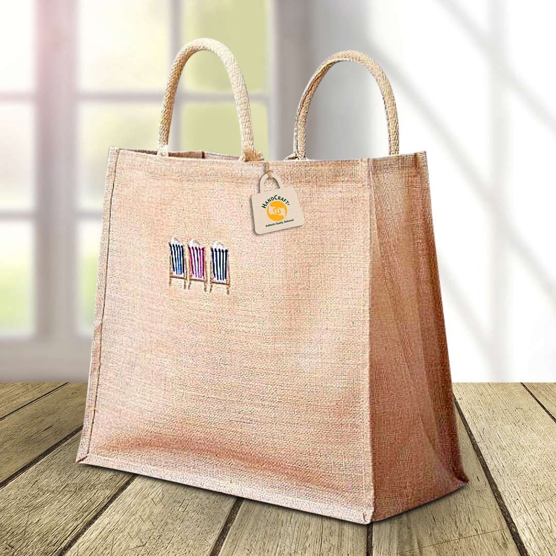 Jute bag showing panels and gussets that define the print area