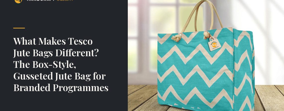 Juco Bag by HANDCRAFT, box-style Tesco jute bag with side gussets
