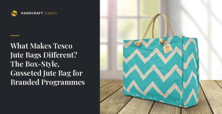 Juco Bag by HANDCRAFT, box-style Tesco jute bag with side gussets