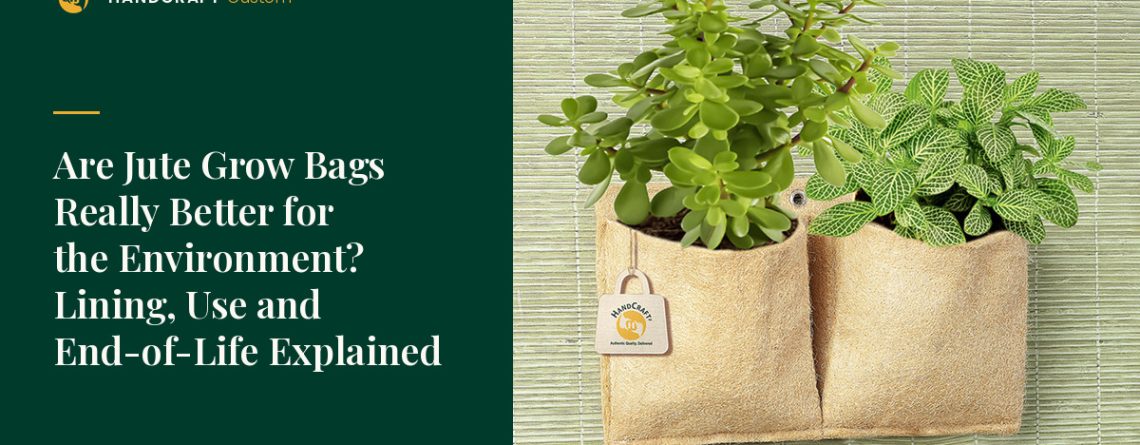 2 Pockets Horizontal Wall Hanging Jute Planter by HANDCRAFT, jute planter for a grow-bag programme