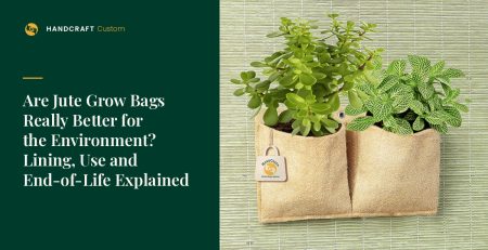 2 Pockets Horizontal Wall Hanging Jute Planter by HANDCRAFT, jute planter for a grow-bag programme