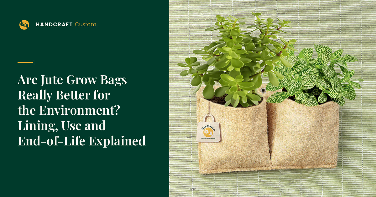 2 Pockets Horizontal Wall Hanging Jute Planter by HANDCRAFT, jute planter for a grow-bag programme