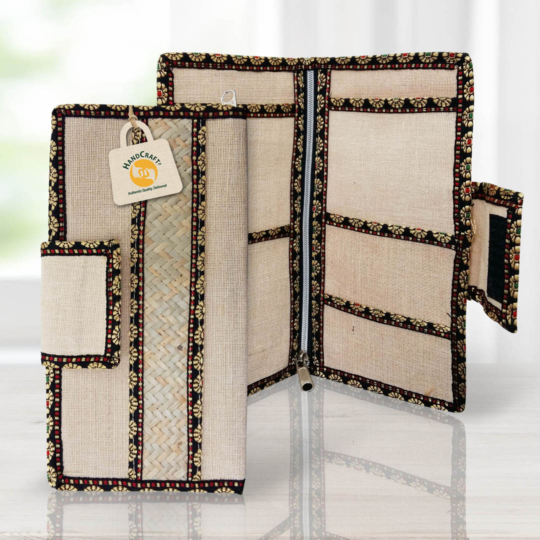 Two open document folders showing their internal pockets.