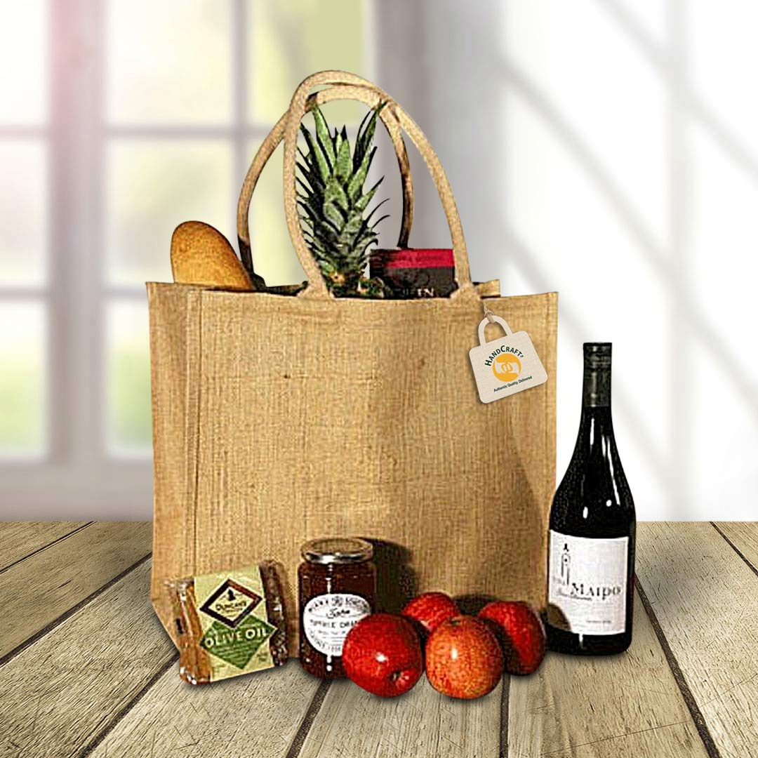 Jute Grocery Bag by HANDCRAFT, reusable alternative to polythene carry bags
