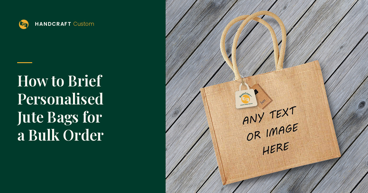 Personalised Jute Bag by HANDCRAFT, personalised for a bulk order
