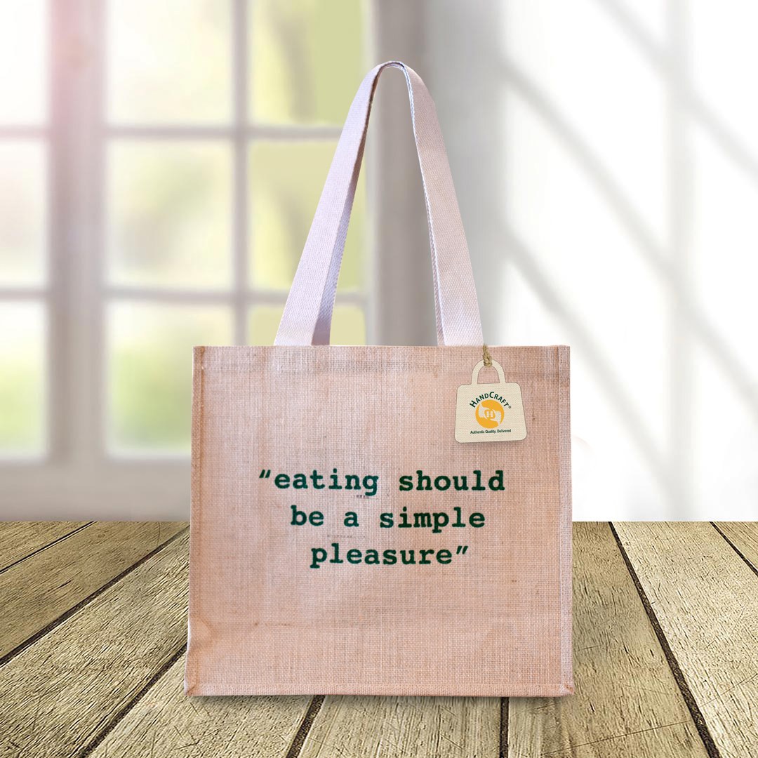 Personalised jute bag with artwork placed on the front panel