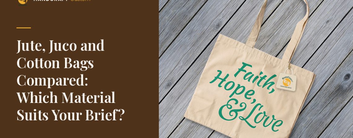 Cotton Tote Bag by HANDCRAFT, for comparing jute, juco and cotton
