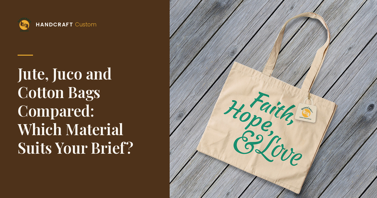 Cotton Tote Bag by HANDCRAFT, for comparing jute, juco and cotton