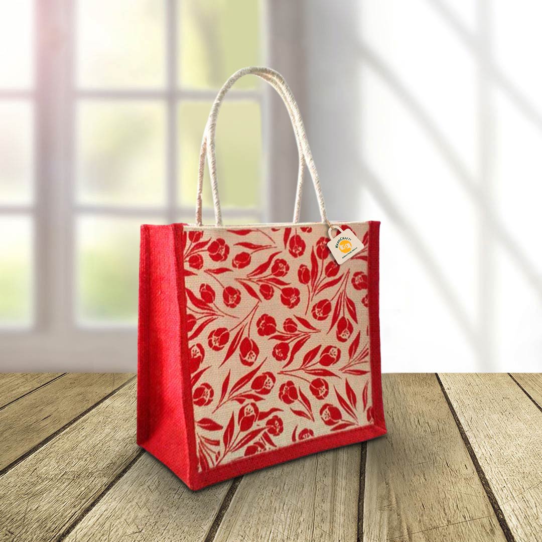 Printed Jute Bag by HANDCRAFT, showing printed artwork detail