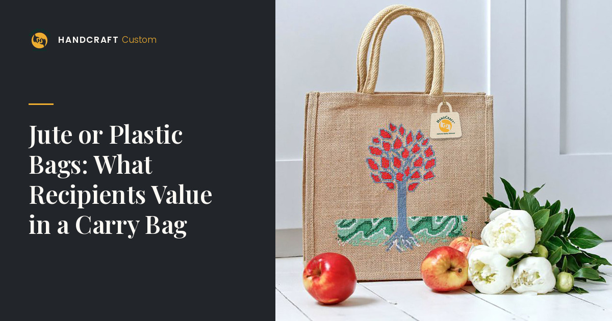 Jute Shopping Bag by HANDCRAFT, reusable carry bag recipients value