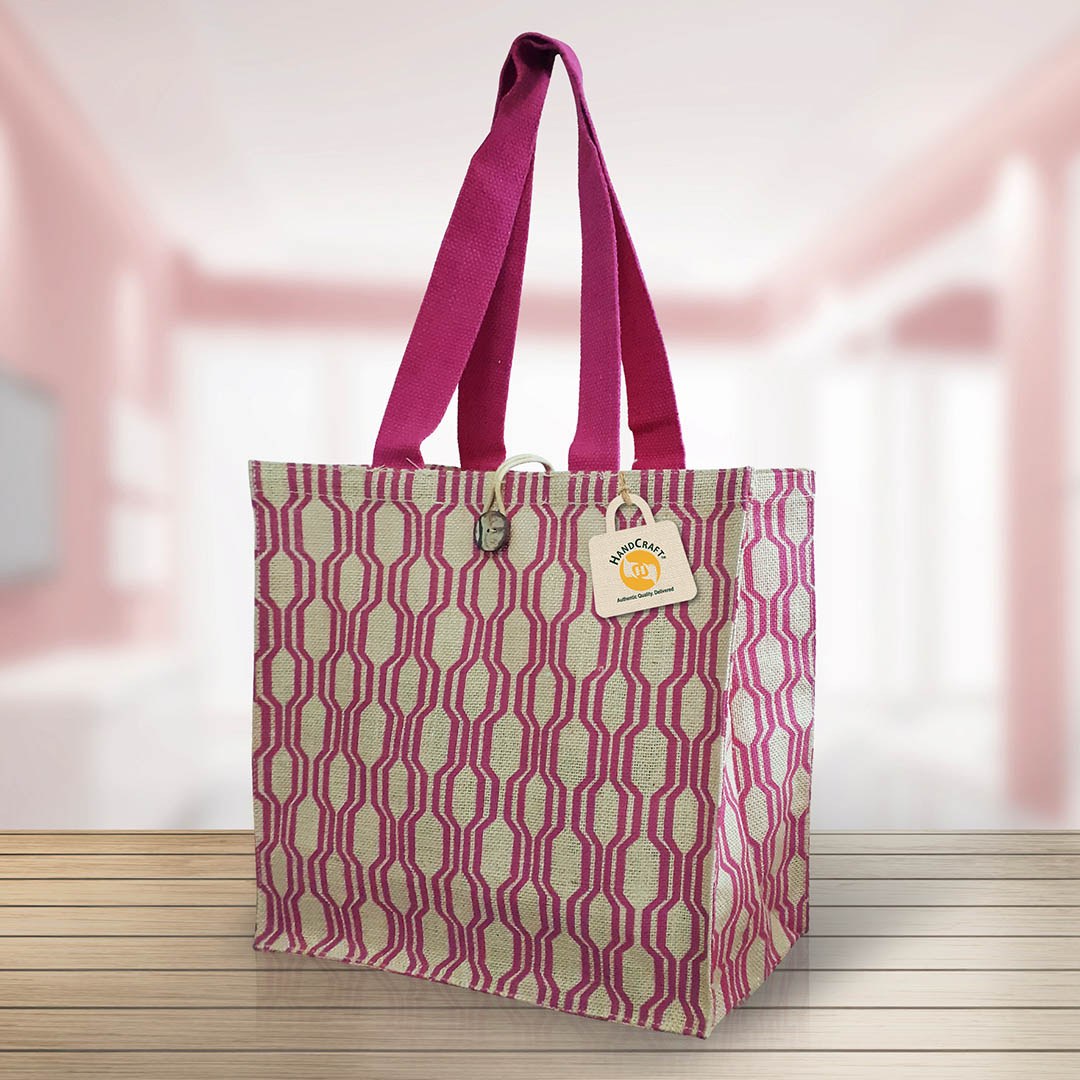 Box-style gusseted jute shopper