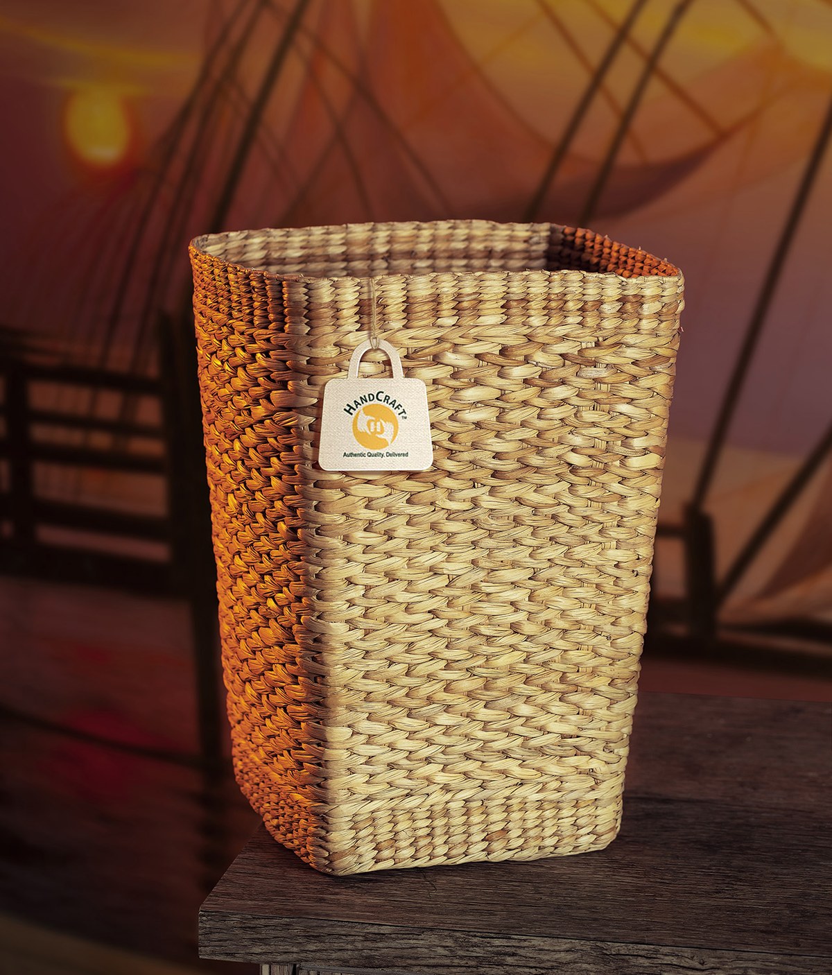 Hand-woven basket bag, made by hand