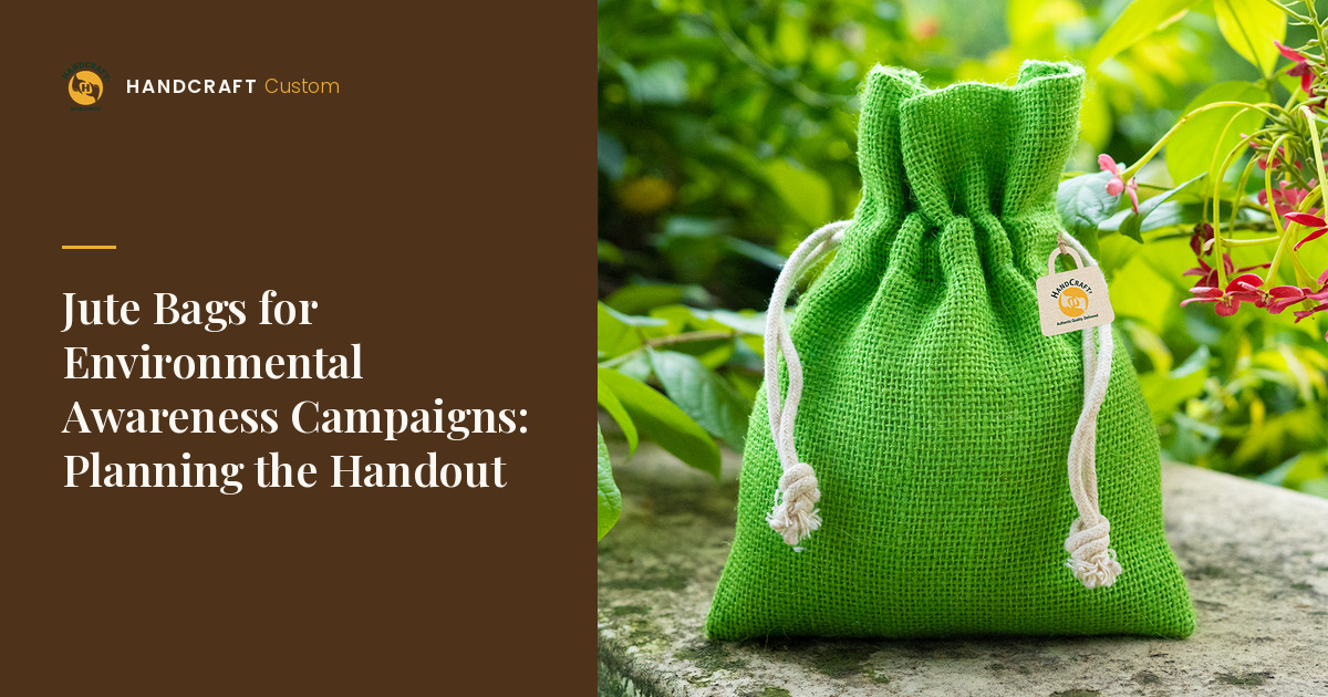 Jute Drawstring Bag by HANDCRAFT, handout bag for an awareness campaign