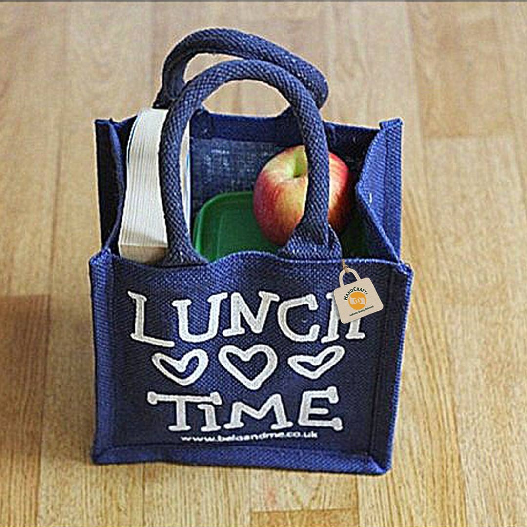 Jute Lunch Carry Bag by HANDCRAFT, reusable bag for reducing single-use waste