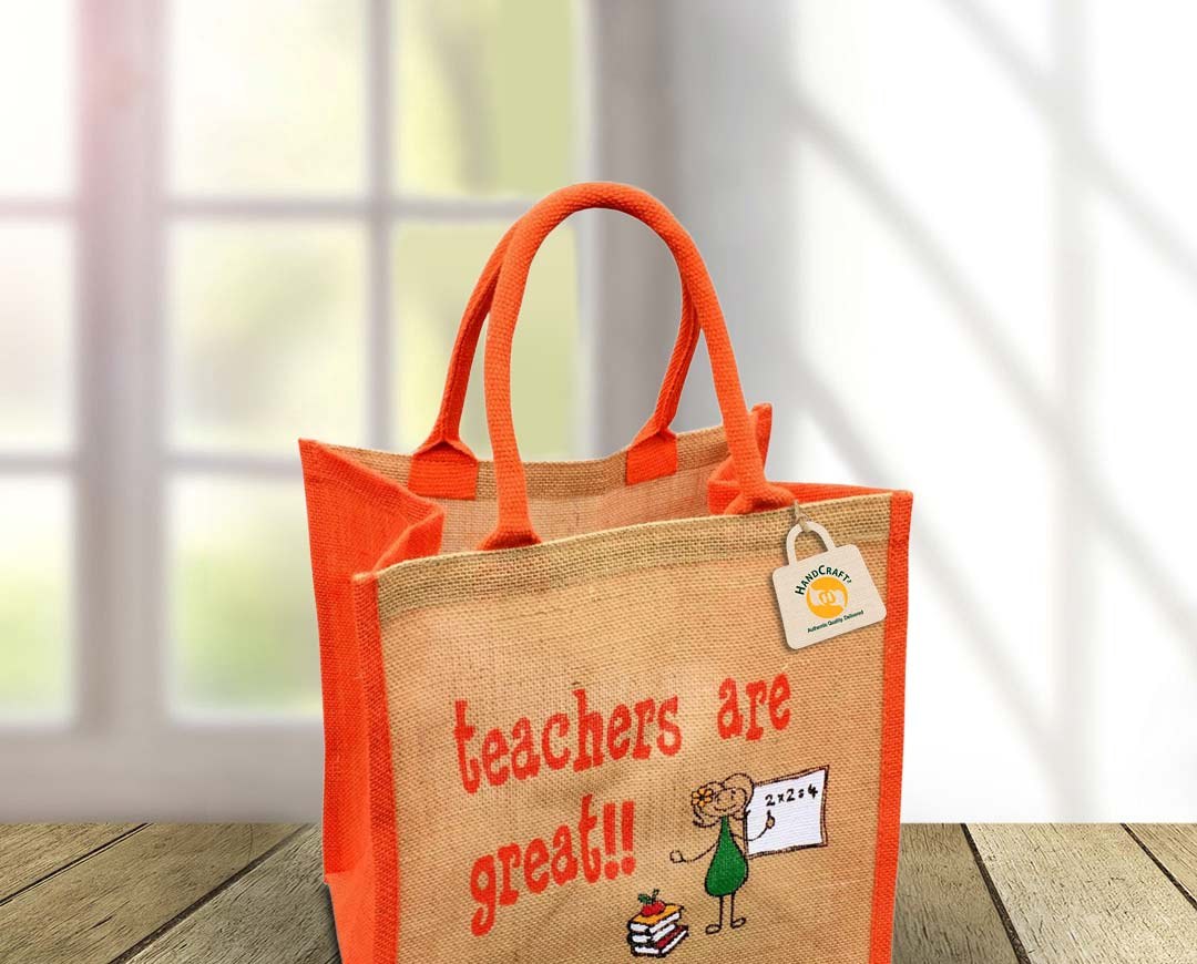 Jute bag printed with a short message