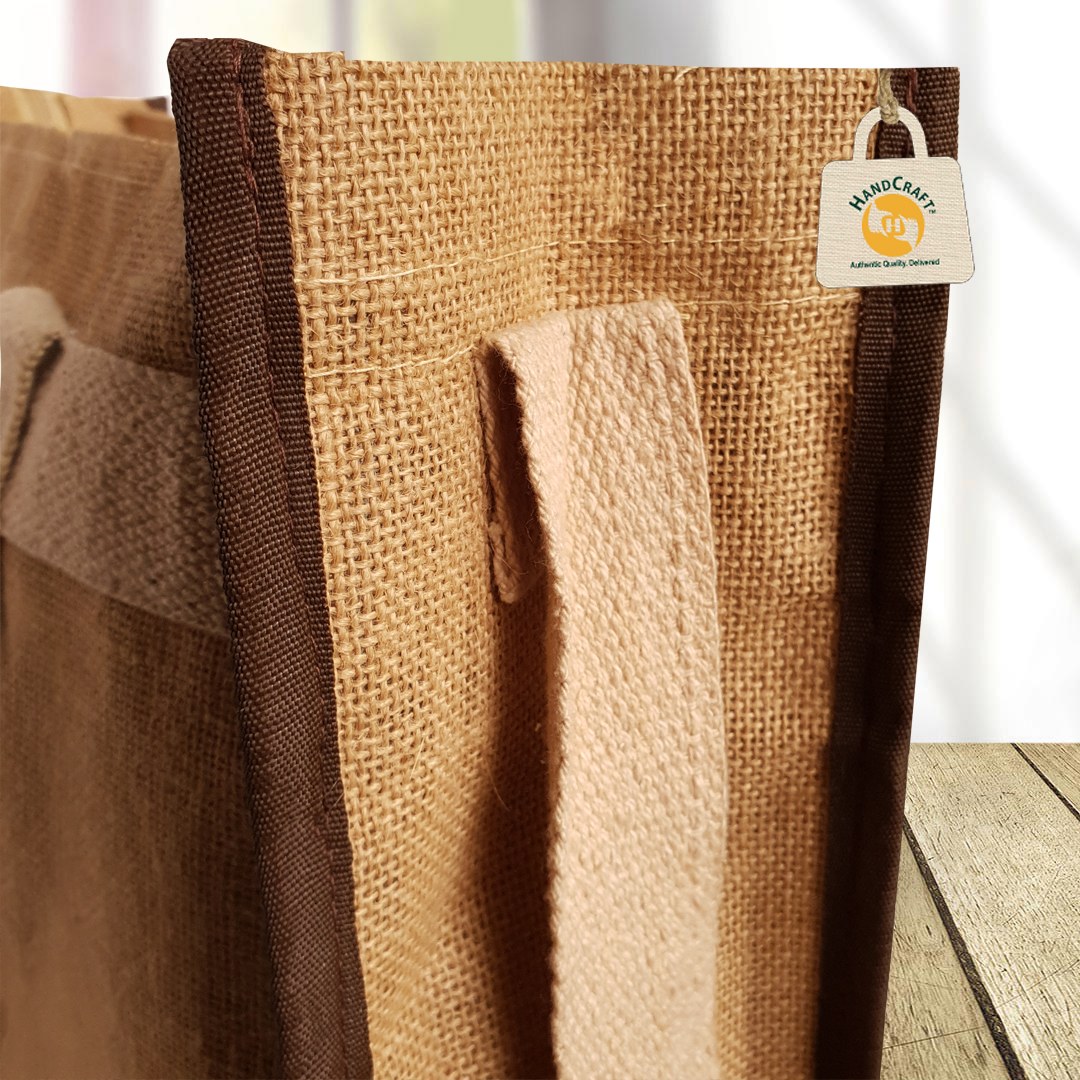 Close-up of a handle attachment and woven fabric.