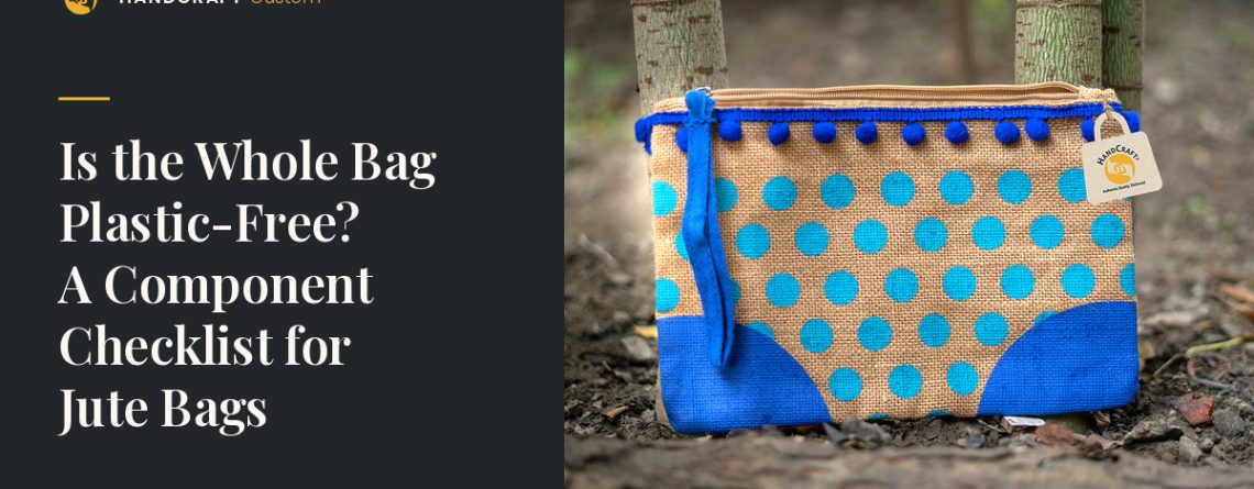Jute Zipper Pouch by HANDCRAFT, zip and component details for a plastic-free check