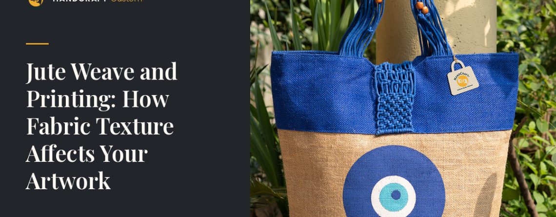 High Quality Jute Tote Bag by HANDCRAFT, close-up of jute weave and print