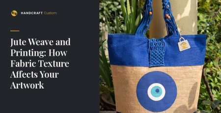 High Quality Jute Tote Bag by HANDCRAFT, close-up of jute weave and print