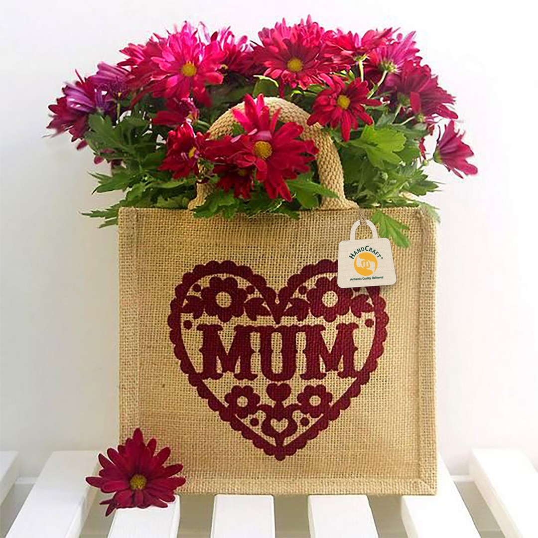 Coloured print on natural jute