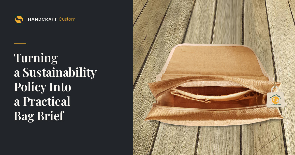 Jute Office Bag by HANDCRAFT, office bag specification from a sustainability brief